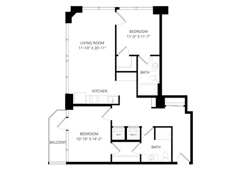 a floor plan of a house with a bedroom and a living room